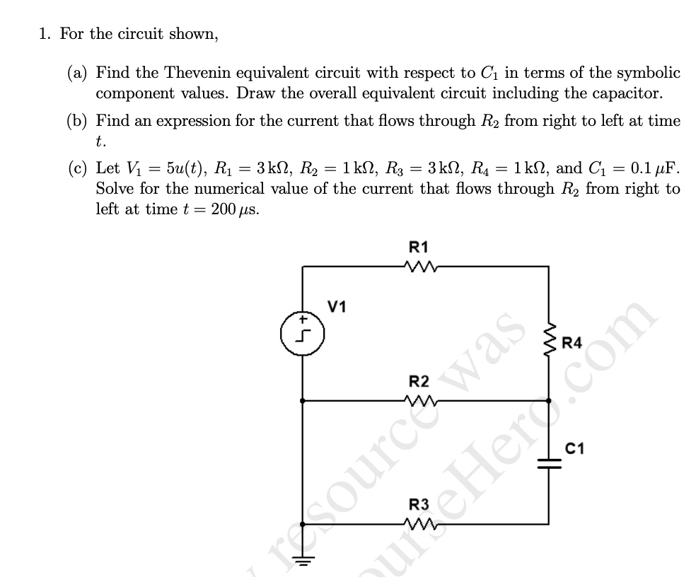 1. For the circuit shown, (a) Find the Thevenin equivalent circuit with ...