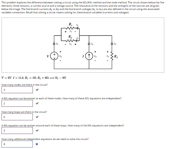 SOLVED: KVL method and the node method. The circuit shown below has ...