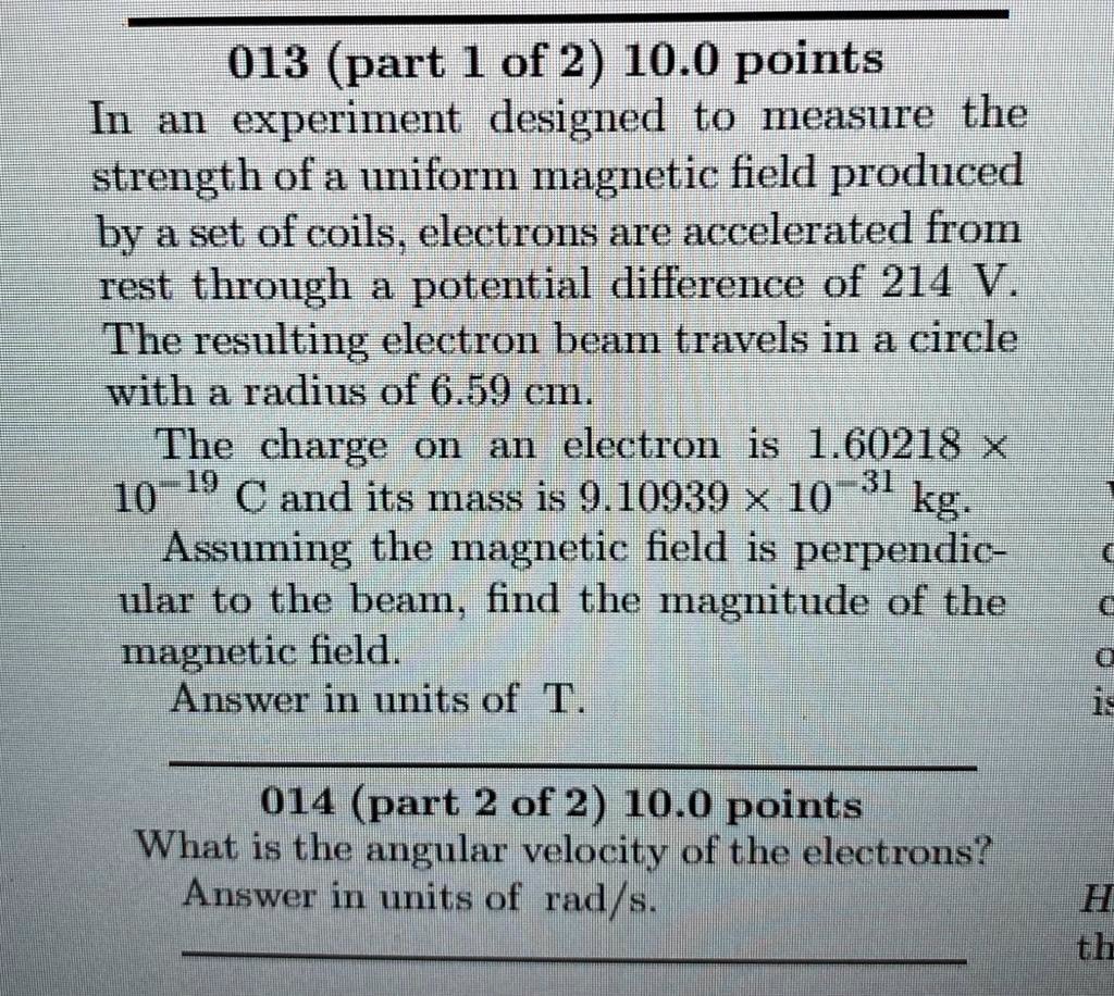 VIDEO solution Part 1 of 2 In an experiment designed to measure the