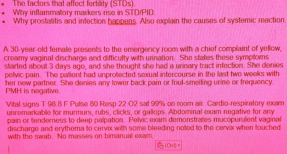 SOLVED: The factors that affect fertility (STDs). Why inflammatory ...