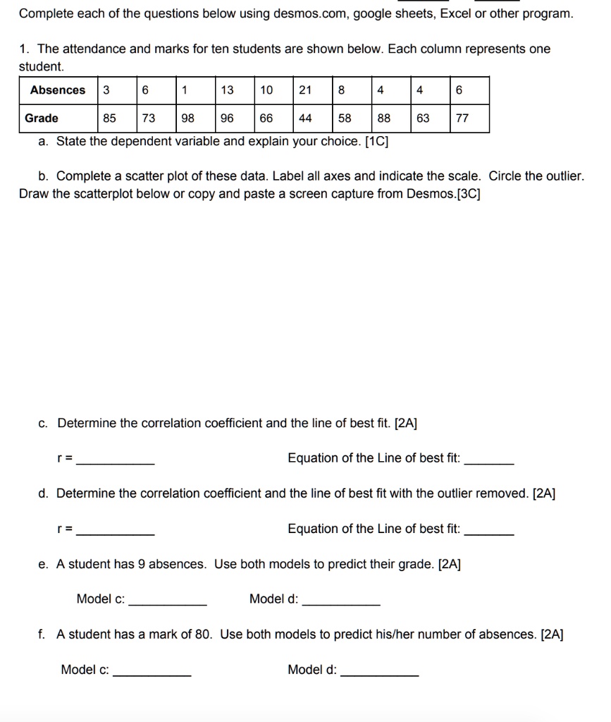 SOLVED: Text: Complete each of the questions below using Desmos.com ...