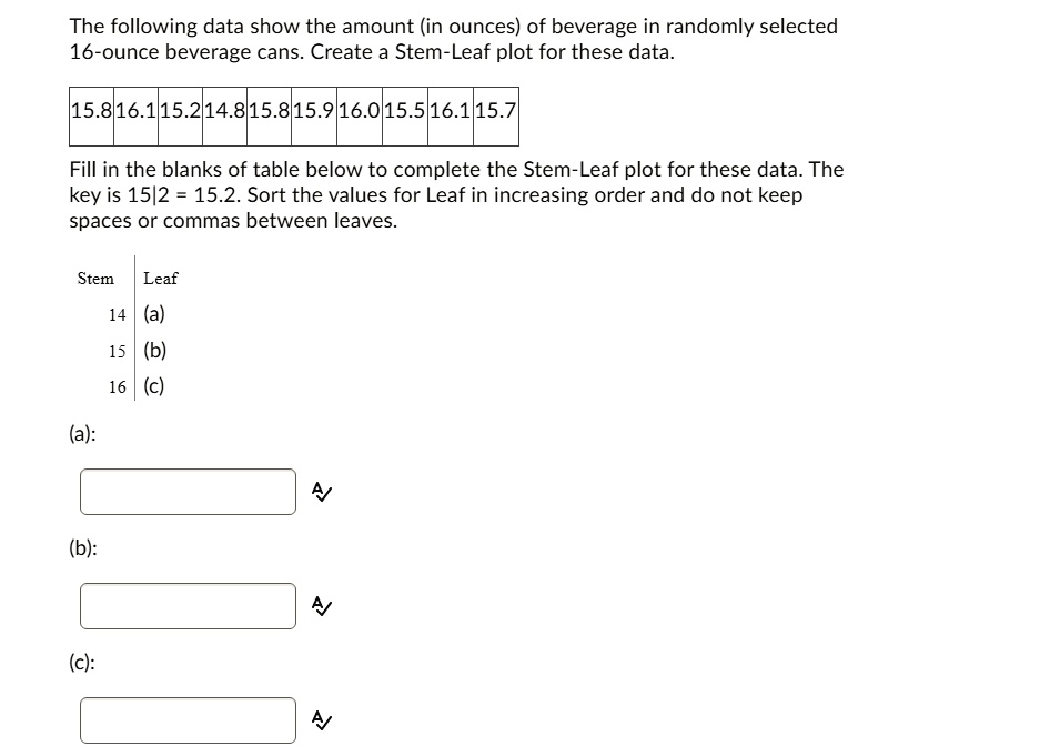 SOLVED The following data show the amount (in ounces) of beverage in