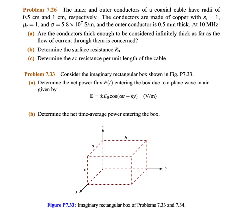 SOLVED: Problem 7.26 The Inner And Outer Conductors Of A Coaxial Cable ...