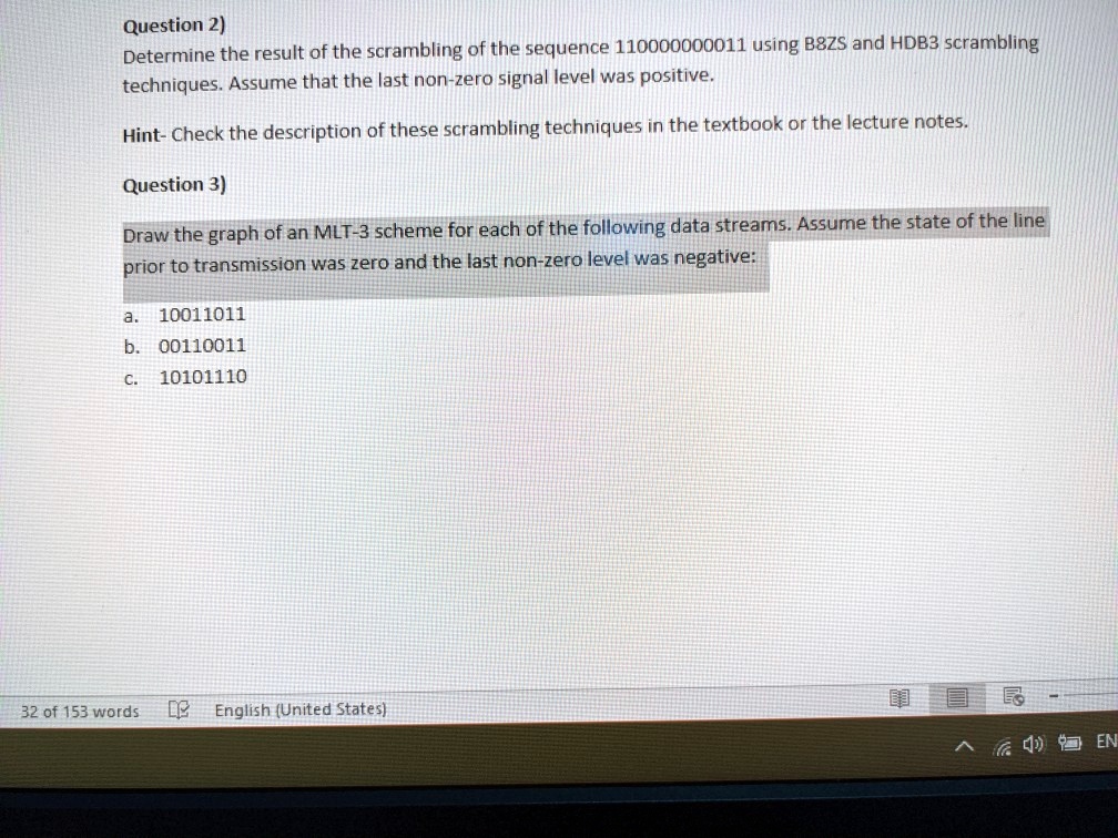 SOLVED: Question 2) Determine The Result Of The Scrambling Of The ...