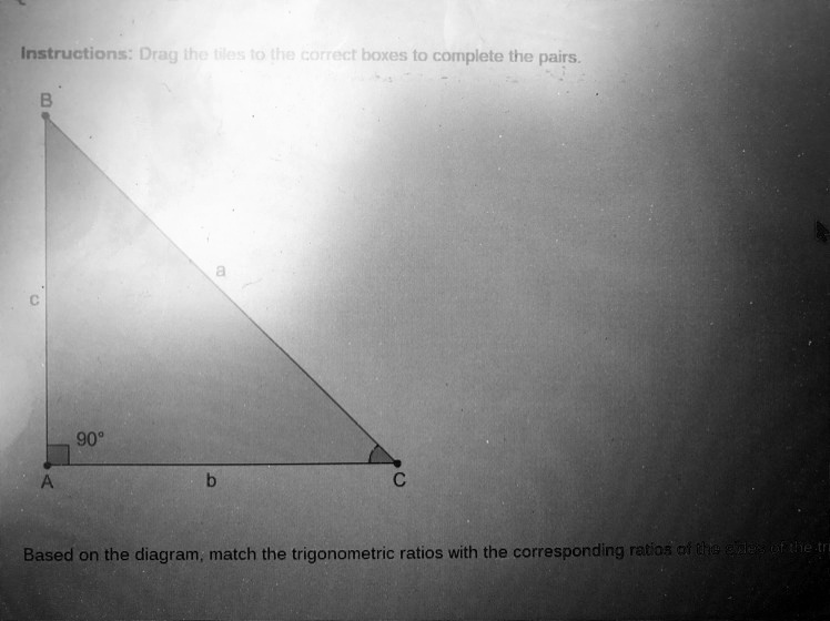 Based on the diagram, match the trigonometric ratios with the