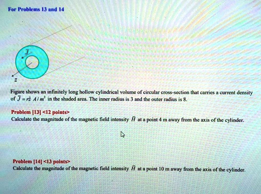 SOLVED: For problems 13 and 14, Figure shows an infinitely long hollow ...