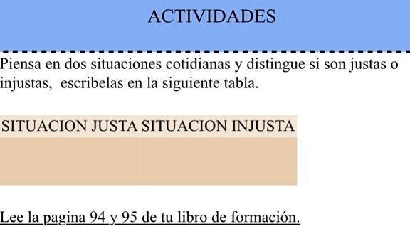Dos Situaciones Cotidianas Y Distingue Si Son Justas O Injustas