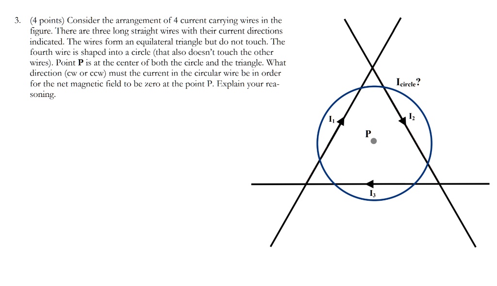 points consider the arrangement of 4 current carrying wires in the ...