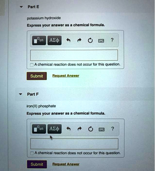 SOLVED Part E potassium hydroxide Express your answer as a chemical