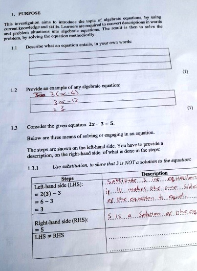 1 purpose this investigation aims to introduce the topic of algebraic equations by using current knowledge and skills learners are required to convert descriptions in words and problem situa 87848