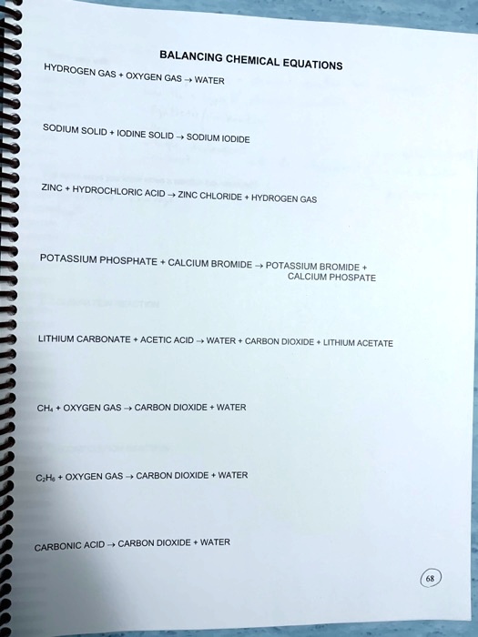 SOLVED BALANCING CHEMICAL EQUATIONS HYDROGEN GAS OXYGEN GAS WATER