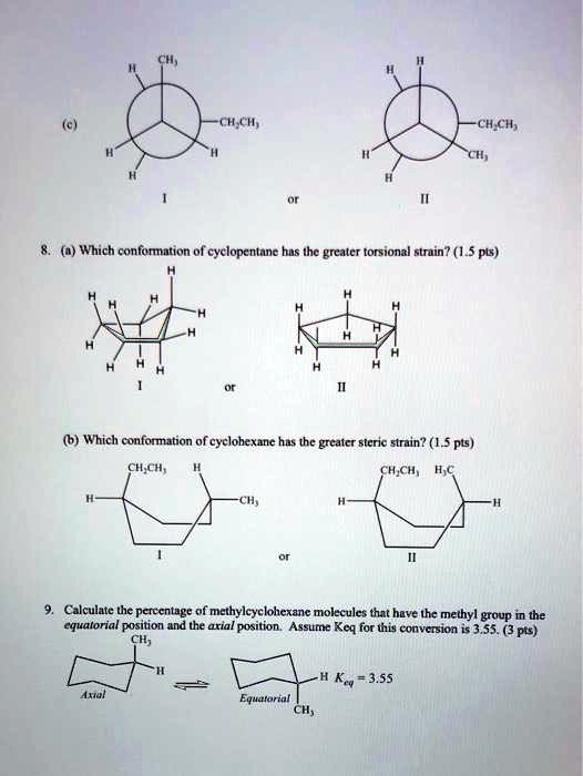 SOLVED: CH3CH3; CH3; Which conformation of cyclopentane has the greater ...