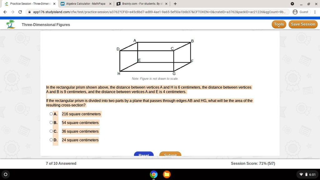 in the rectangular prism shown above the distance between vertices a ...