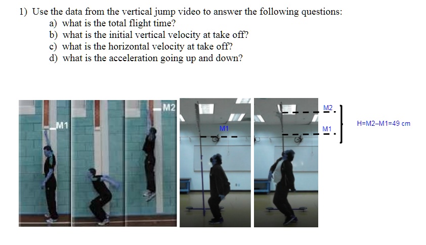 Jump Acceleration 1) Use the data from the vertical jump video to answer the following ...