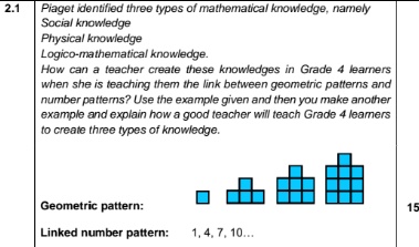 SOLVED: Piaget identified three types of mathematical knowledge, namely ...