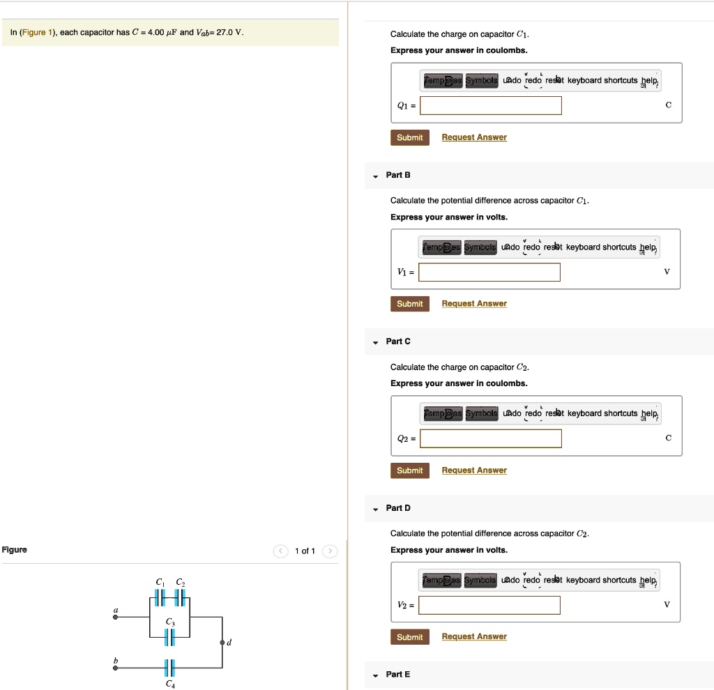 SOLVEDIn (Figure 1), each capacitor has C . 00 pF Vab= 27.0 V