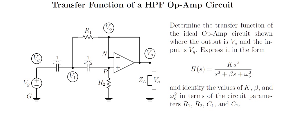 SOLVED: Determine the transfer function of the ideal Op-Amp circuit ...