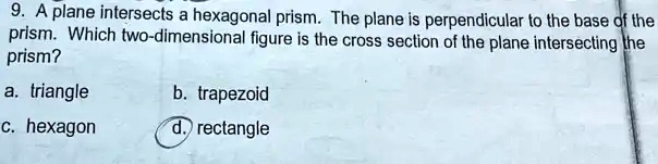 SOLVED: A plane intersects a hexagonal prism: The plane is ...