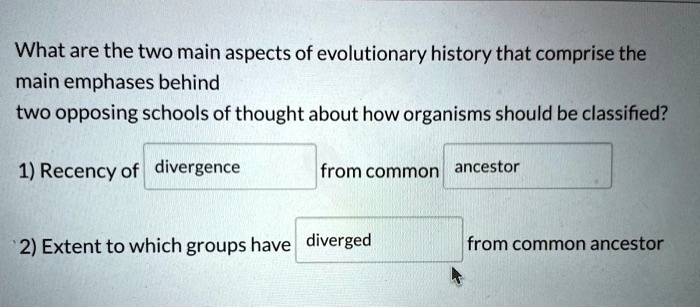 What are the two main aspects of evolutionary history that...