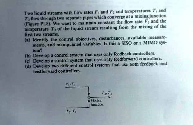 two liquid streams with flow rates f and fand temperatures tand tflow ...