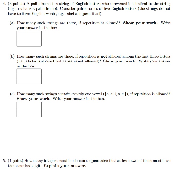 (3 points) palindrome is string of English letters wh… - SolvedLib