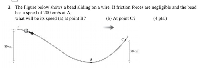 Friction Bead Problem 3 the figure below shows a bead sliding on a wire if friction forces ...