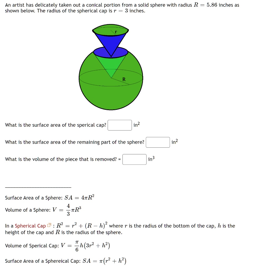 SOLVED: An artist has delicately taken out a conical portion from a ...