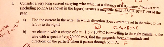 SOLVED: Consider a very long current carrying wire which, at a distance ...