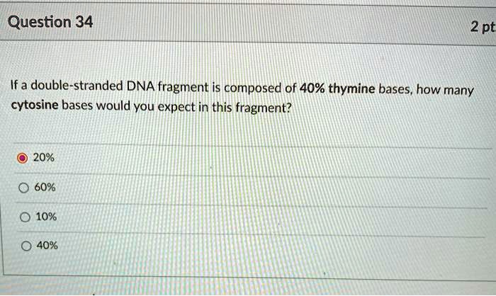 Solved Question Pt If A Double Stranded Dna Fragment Is Composed Of Thymine Bases How