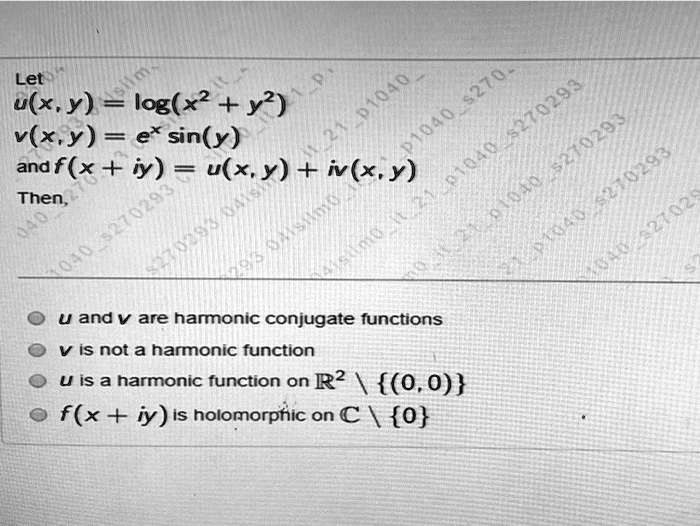 Solved Let U X Y Log X Y2 7p1040 6270 P1040 V X Y E Sinly 2 Andf X Iy U X Y Wkxy 040 Then 2703 U Andv Are