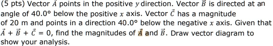 SOLVED: (5 pts) Vector A points in the positive y direction. Vector B ...