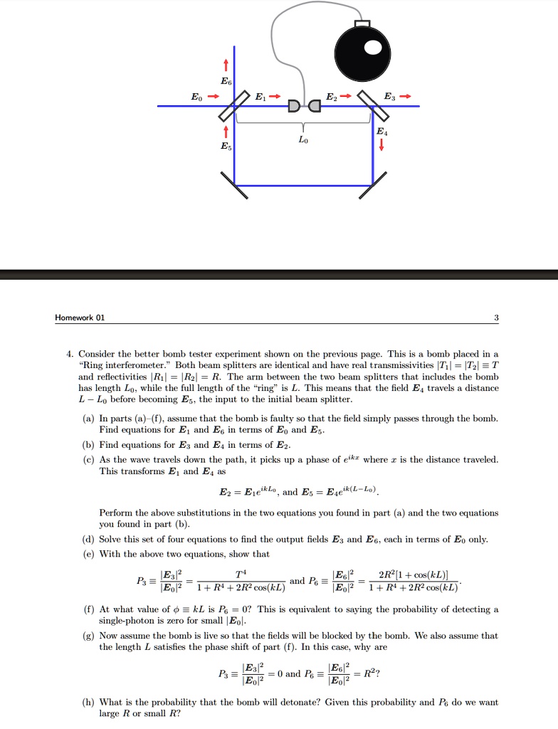 consider the better bomb tester experiment shown on the previous page this is a bomb placed in a ring interferometer both beam splitters are identical and have real transmissivities t1 t2 t  32737