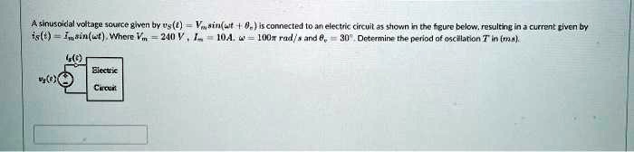A sinusoidal voltage source given by vs(t) = Vm sin(ω t + ) is ...