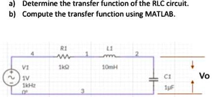 SOLVED: Texts: 31. Determine the transfer function of the RLC circuit ...