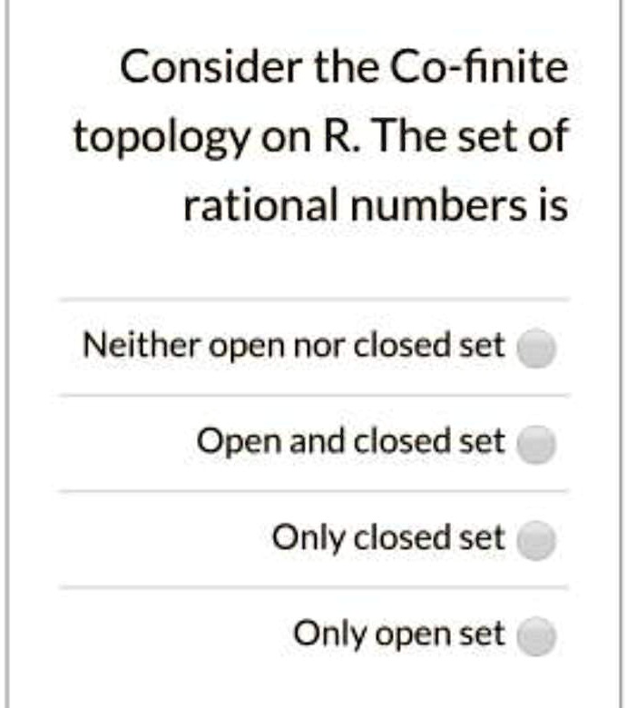 SOLVED Consider the Co finite topology on R The set of rational