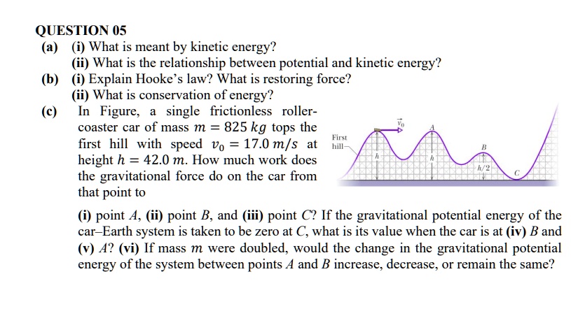 SOLVED QUESTION 05 a i What Is Meant By Kinetic Energy ii What 