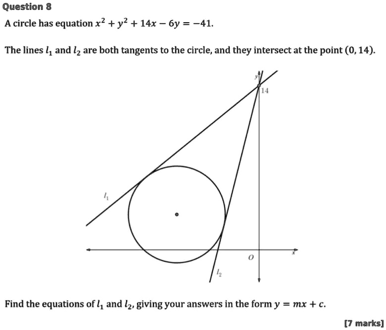 question 8 a circle has equation x2 y2 14x 6y 41 the lines l and z are ...