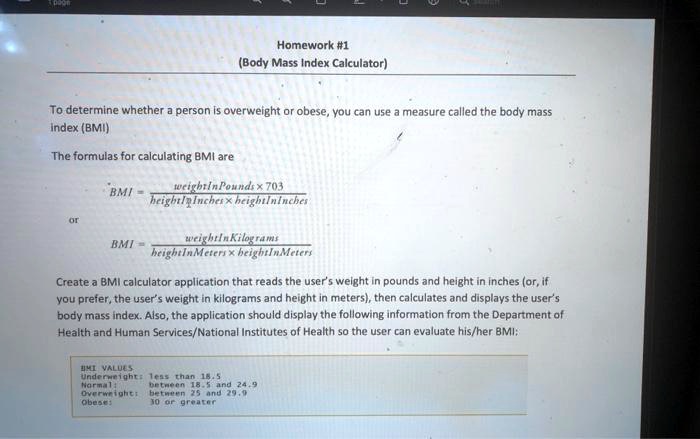 SOLVED: How do I program a BMI Calculator program in C++ with a simple ...