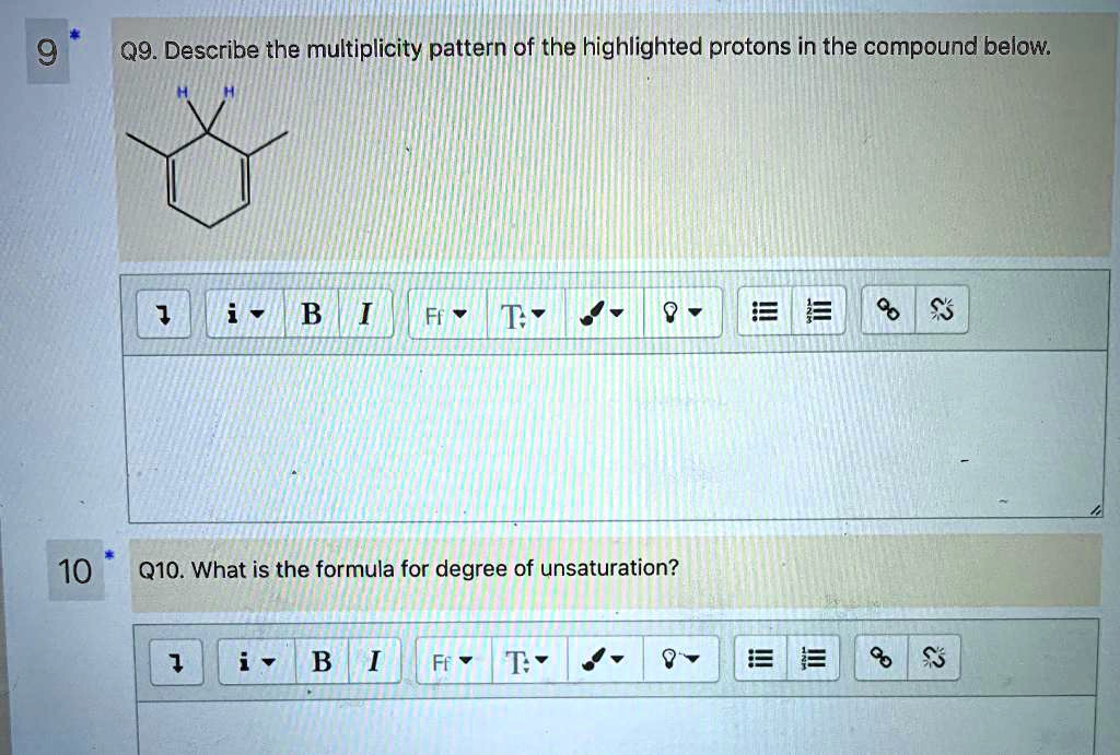 SOLVED: Q9. Describe the multiplicity pattern of the highlighted ...