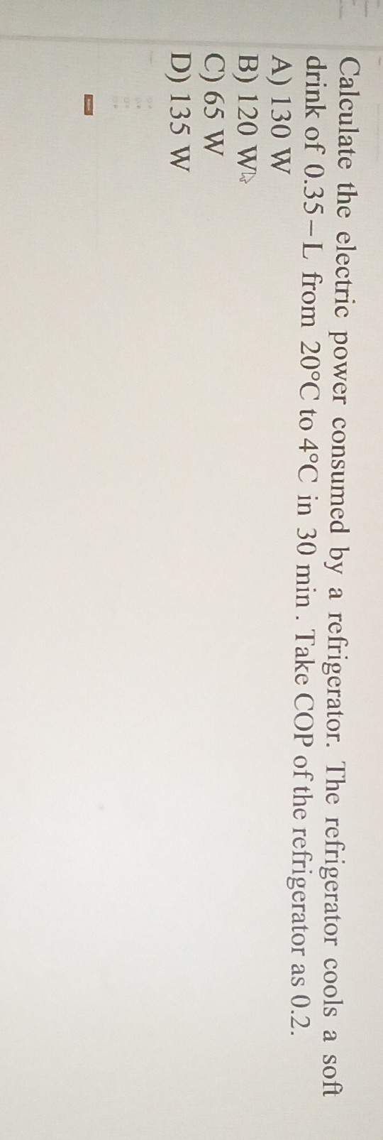 SOLVED Calculate the electric power consumed by a refrigerator. The
