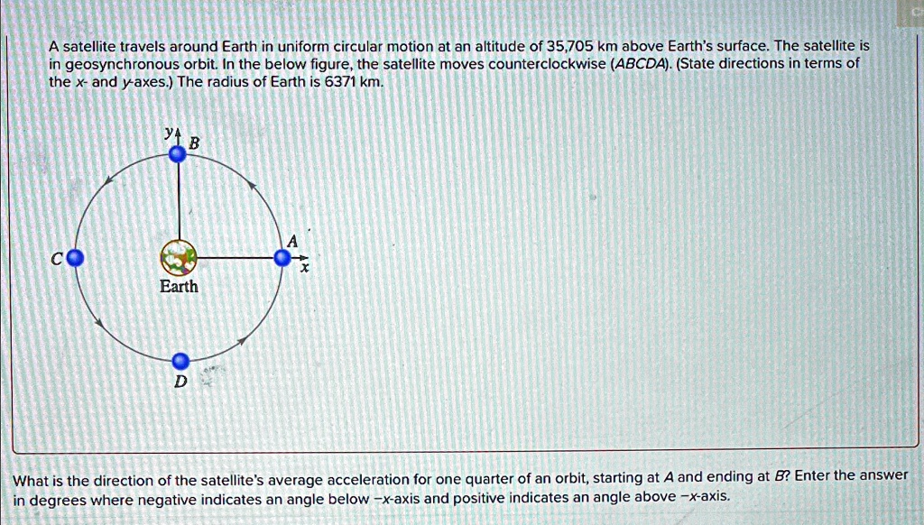 SOLVED: A satellite travels around Earth in uniform circular motion at ...