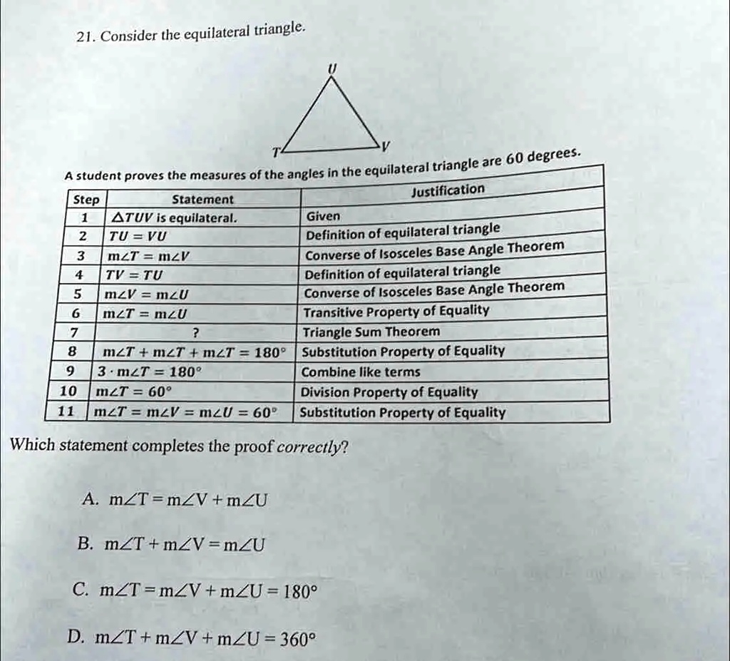 VIDEO solution Consider the equilateral triangle. The measures of the