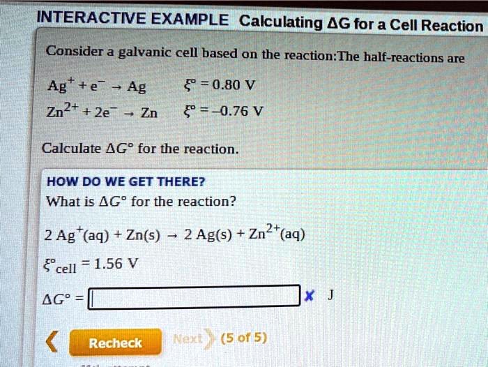 SOLVEDINTERACTIVE EXAMPLE_Calculating AG for a Cell Reaction Consider