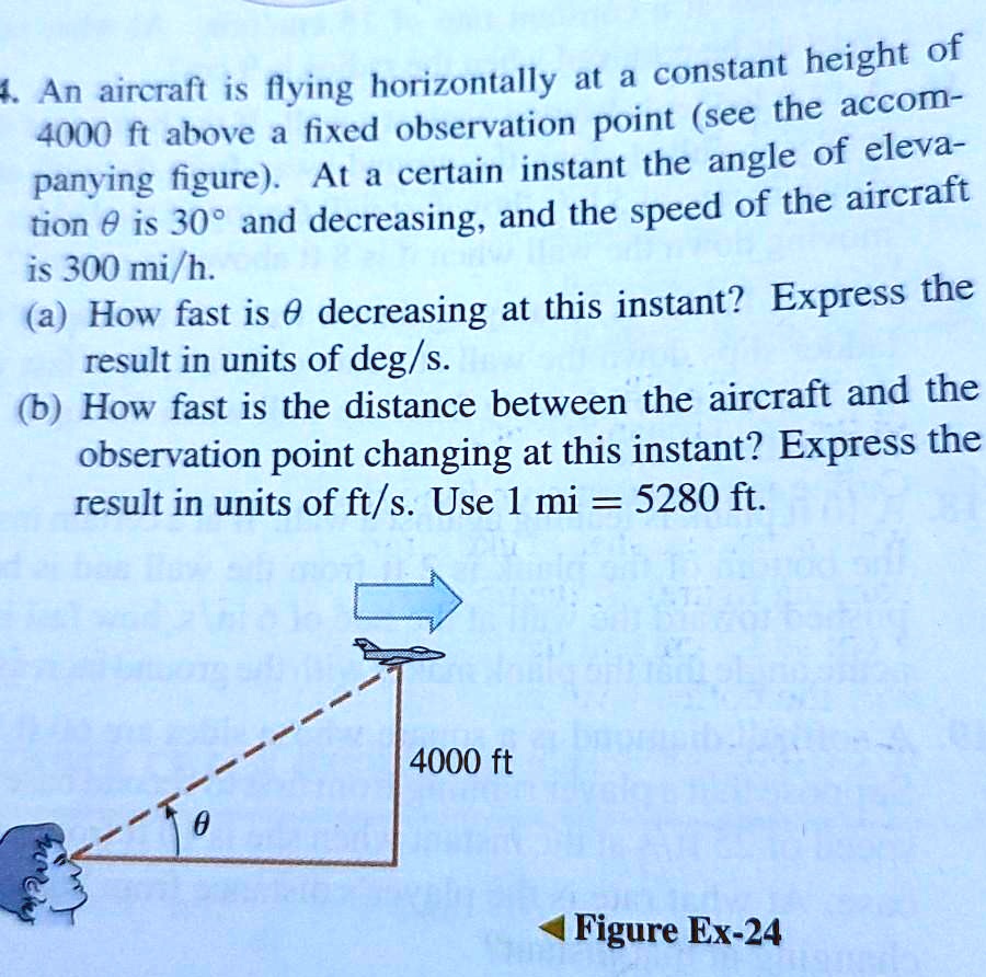 SOLVEDconstant height of An aircraft is flying horizontally at a (see