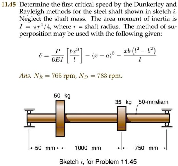 SOLVED 11.45 Determine the first critical speed by the Dunkerley and