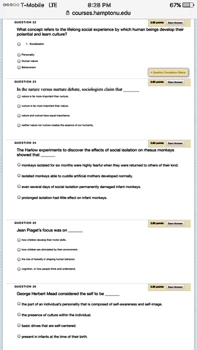 SOLVED T Mobile LTE 8 28 PM 67 courses.hamptonu.edu QUESTION 22