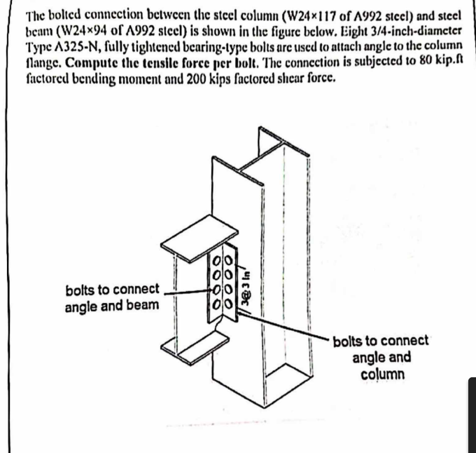 SOLVED: The bolted connection between the steel column (W24 × 117 of Λ ...