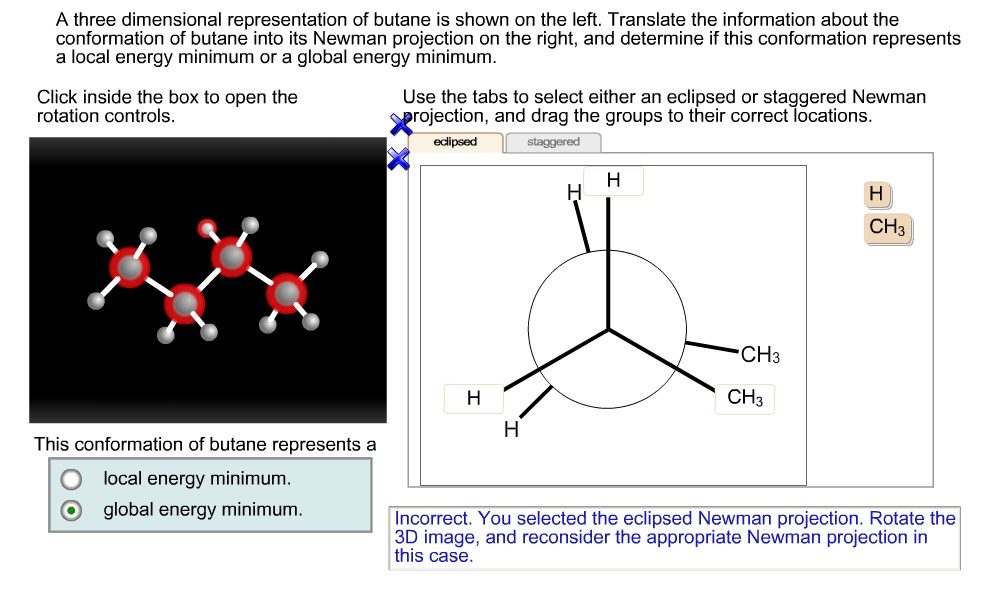 SOLVED A threedimensional representation of butane is shown on the