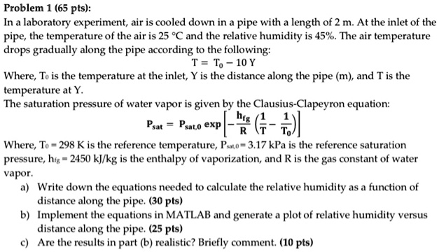 SOLVED: Problem (65 pts): In a laboratory experiment, air is cooled ...