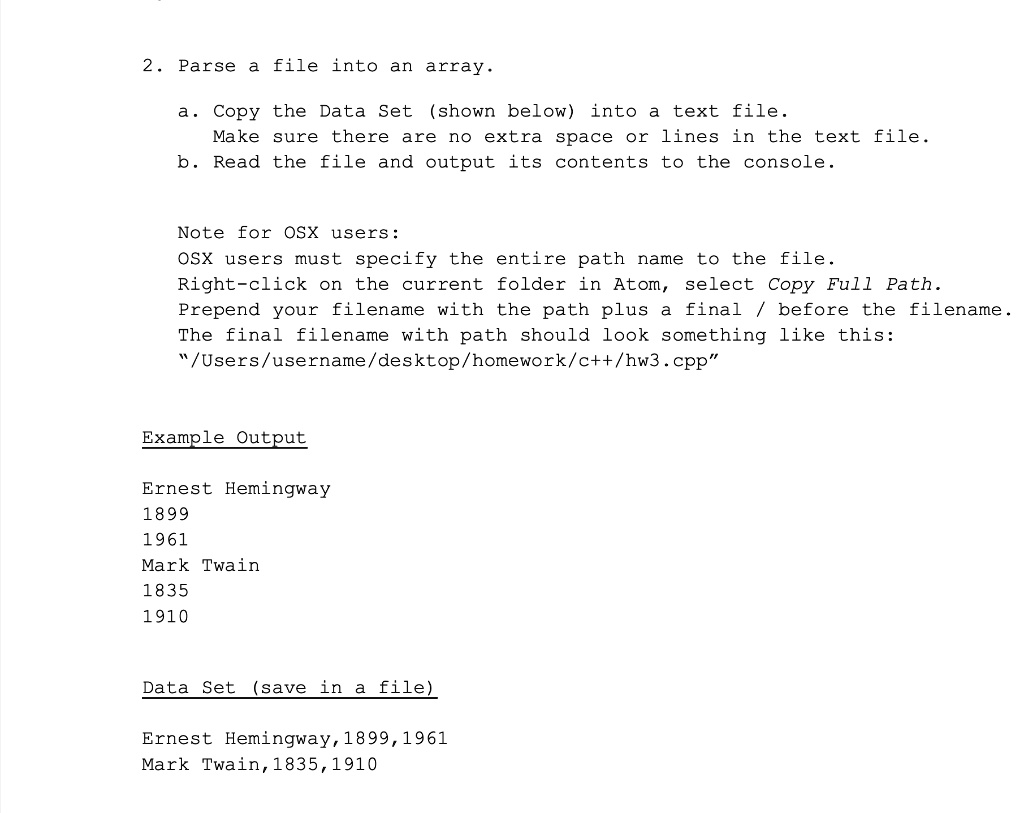 c practice problem 2 parse a file into an array a copy the data set ...